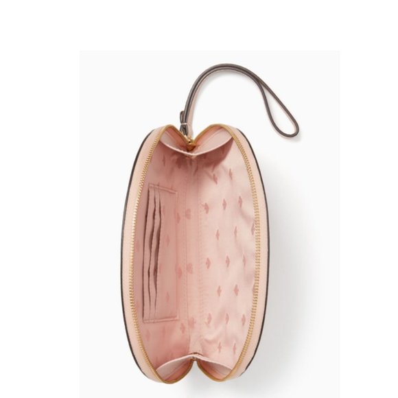 Kate Spade Jackson Half Moon Pebbled Leather Wristlet Warmvellum - Picture 2 of 7